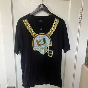 University of Miami Gold Chain T Shirt. Size XXL